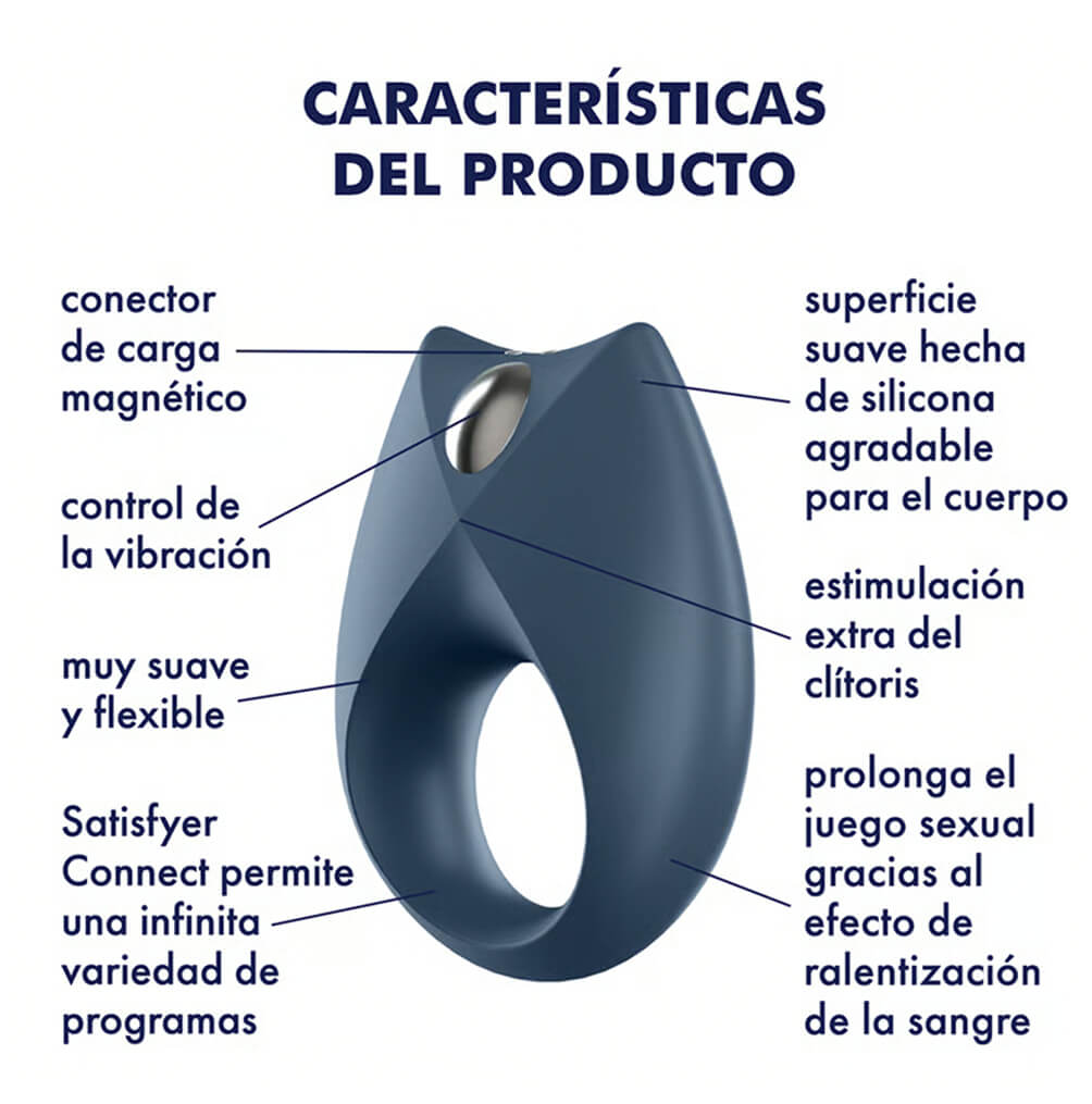 Características del anillo vibrador Satisfyer Royal One con control por app