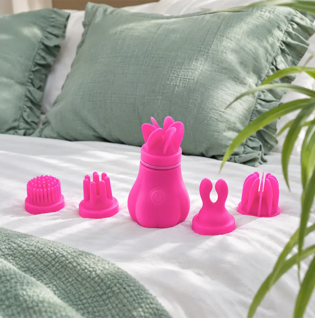 Masajeador Vibrador Rosa multi cabezal - Imagen 6