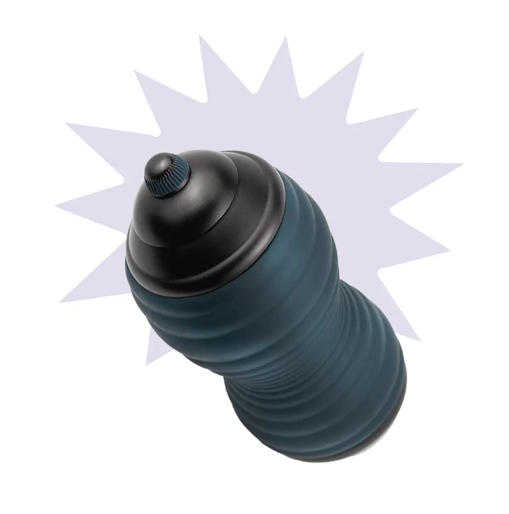 Masturbador manual Siltex negro con textura acanalada Adrien Lastic