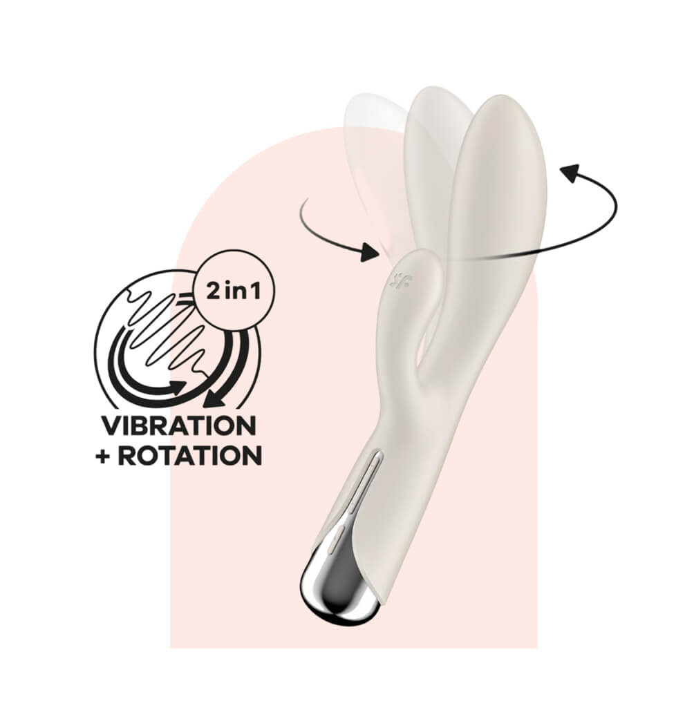 Vibrador doble estimulación con rotación beige